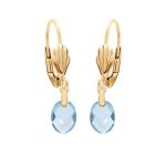 Boucles d'oreilles dormeuse plaqu or goutte oxyde facet bleu ciel
