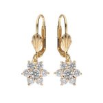 Boucles d'oreilles dormeuse plaqu or marguerite oxydes blancs sertis