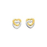 Boucles d'oreilles enfant bicolores - or 18 carats - coeur