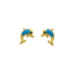 Boucles d'oreilles enfant - or 18 carats - dauphin
