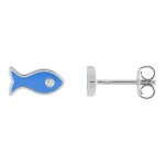 Boucles d'oreilles enfant - oxyde de zirconium - argent 925 - poisson Boucles d'oreilles enfant - oxyde de zirconium - argent 925 - poisson