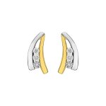 Boucles d'oreilles femme bicolores - diamant - or 18 carats