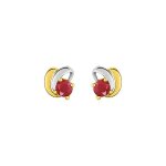 Boucles d'oreilles femme bicolores - rubis - or 18 carats