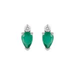 Boucles d'oreilles femme emeraude et diamant 0. 08 ct - or 18 carats