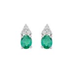 Boucles d'oreilles femme - emeraude et diamant - or 18 carats
