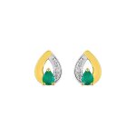 Boucles d'oreilles femme - emeraude et diamant - or 18 carats Boucles d'oreilles femme - emeraude et diamant - or 18 carats