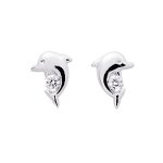 Boucles d'oreilles femme - oxyde de zirconium - or 18 carats - dauphin