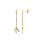 Boucles d'oreilles femme pendantes 3 ors - or 18 carats - diamant 0, 04 carats Boucles d'oreilles femme pendantes 3 ors - or 18 carats - diamant 0, 04 carats