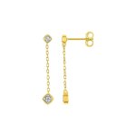 Boucles d'oreilles femme pendantes - diamant - or 18 carats