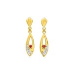 Boucles d'oreilles femme pendantes - rubis - or 18 carats