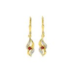 Boucles d'oreilles femme pendantes - rubis - or 18 carats