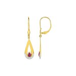 Boucles d'oreilles femme pendantes - rubis - or 18 carats