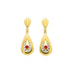 Boucles d'oreilles femme pendantes - rubis - or 18 carats