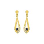 Boucles d'oreilles femme pendantes - saphir - or 18 carats