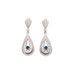 Boucles d'oreilles femme pendantes - saphir - or 18 carats