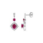 Boucles d'oreilles femme - rubis et diamant - or 18 carats