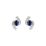 Boucles d'oreilles femme - saphir et diamant - or 18 carats Boucles d'oreilles femme - saphir et diamant - or 18 carats