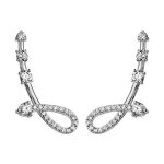 Boucles d'oreille de lobe argent rhodié forme boucle oxydes blancs sertis Boucles d'oreille de lobe argent rhodié forme boucle oxydes blancs sertis