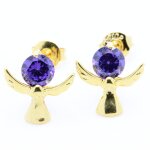 Boucles d'oreille oxyde de zirconium 2 x 6 mm plaqué or 18 k Boucles d'oreille oxyde de zirconium 2 x 6 mm plaqué or 18 k