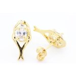 Boucles d'oreille oxyde de zirconium 2x7 mm plaqu or 18 k