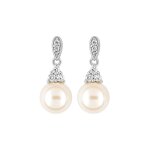 Boucles d'oreilles perle femme - oxyde de zirconium - argent 925 Boucles d'oreilles perle femme - oxyde de zirconium - argent 925