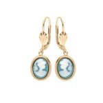 Boucles d'oreilles plaqu or dormeuse came rsine bleue