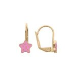 Boucles d'oreilles plaqu or dormeuse toile a poids rsine rose