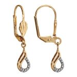 Boucles d'oreilles plaqu or dormeuse goutte oxydes blancs sertis