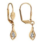 Boucles d'oreilles plaqu or dormeuse pendant oxyde blanc serti