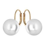 Boucles d'oreilles plaqué or dormeuse perle imitation 12mm blanche Boucles d'oreilles plaqué or dormeuse perle imitation 12mm blanche