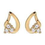 Boucles d'oreilles plaqu or goutte 3 oxydes blancs sertis