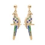 Boucles d'oreilles plaqu� or perroquet empierr�