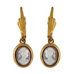 Boucles d'oreilles plaqu or style dormeuse came resine bleu
