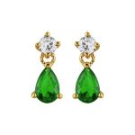 Boucles d'oreille plaqué or tige pierre goutte pendante verte Boucles d'oreille plaqué or tige pierre goutte pendante verte