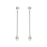 Boucles d'oreilles tige acier pendante avec perles de culture d'eau douce Boucles d'oreilles tige acier pendante avec perles de culture d'eau douce