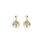 Boucles d'oreilles tige argent doré jaune pendante arbre de vie 10mm Boucles d'oreilles tige argent doré jaune pendante arbre de vie 10mm