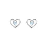 Boucles d'oreilles tige argent platiné coeur oxyde bleu ciel Boucles d'oreilles tige argent platiné coeur oxyde bleu ciel