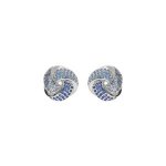 Boucles d'oreilles tige argent rhodi� 3 rubans d�grad� oxydes bleu