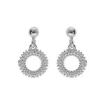 Boucles d'oreilles tige argent rhodi claire pendante cercle vid perl