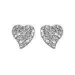 Boucles d'oreille tige argent rhodi coeur oxydes blancs sertis