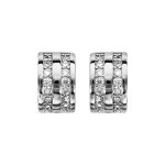 Boucles d'oreille tige argent rhodi demi croles 2 rangs oxydes blancs sertis