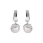 Boucles d'oreilles tige argent rhodi demi croles perle de culture d'eau douce blanche