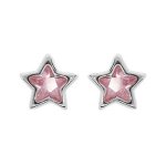 Boucles d'oreilles tige argent rhodi� �toile oxyde rose