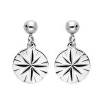 Boucles d'oreilles tige argent rhodié pastille Étoile diamanté et boules Boucles d'oreilles tige argent rhodié pastille Étoile diamanté et boules