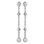 Boucles d'oreilles tige argent rhodié pendante boules et oxydes blancs sertis clos Boucles d'oreilles tige argent rhodié pendante boules et oxydes blancs sertis clos