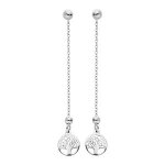 Boucles d'oreilles tige argent rhodié pendante chaînette et arbre de vie Boucles d'oreilles tige argent rhodié pendante chaînette et arbre de vie