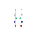 Boucles d'oreilles tige argent rhodi pendantes gouttes pierres multi couleurs