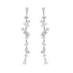 Boucles d'oreilles tige argent rhodi pendante oxydes blancs sertis