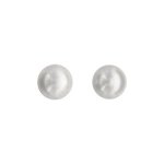 Boucles d'oreille tige argent rhodi perle de culture bouton 6mm blanc
