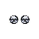 Boucles d'oreilles tige argent rhodi perle imitation noire 8mm